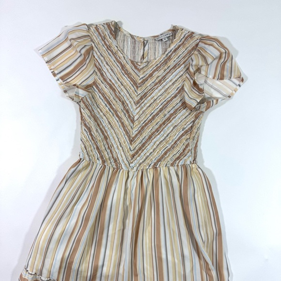 Baltic Born Willow Smocked Maxi Dress Tan Yellow Stripe - Picture 7 of 9